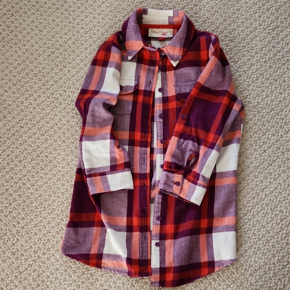 Plaid Kids Shirt in Red and Purple